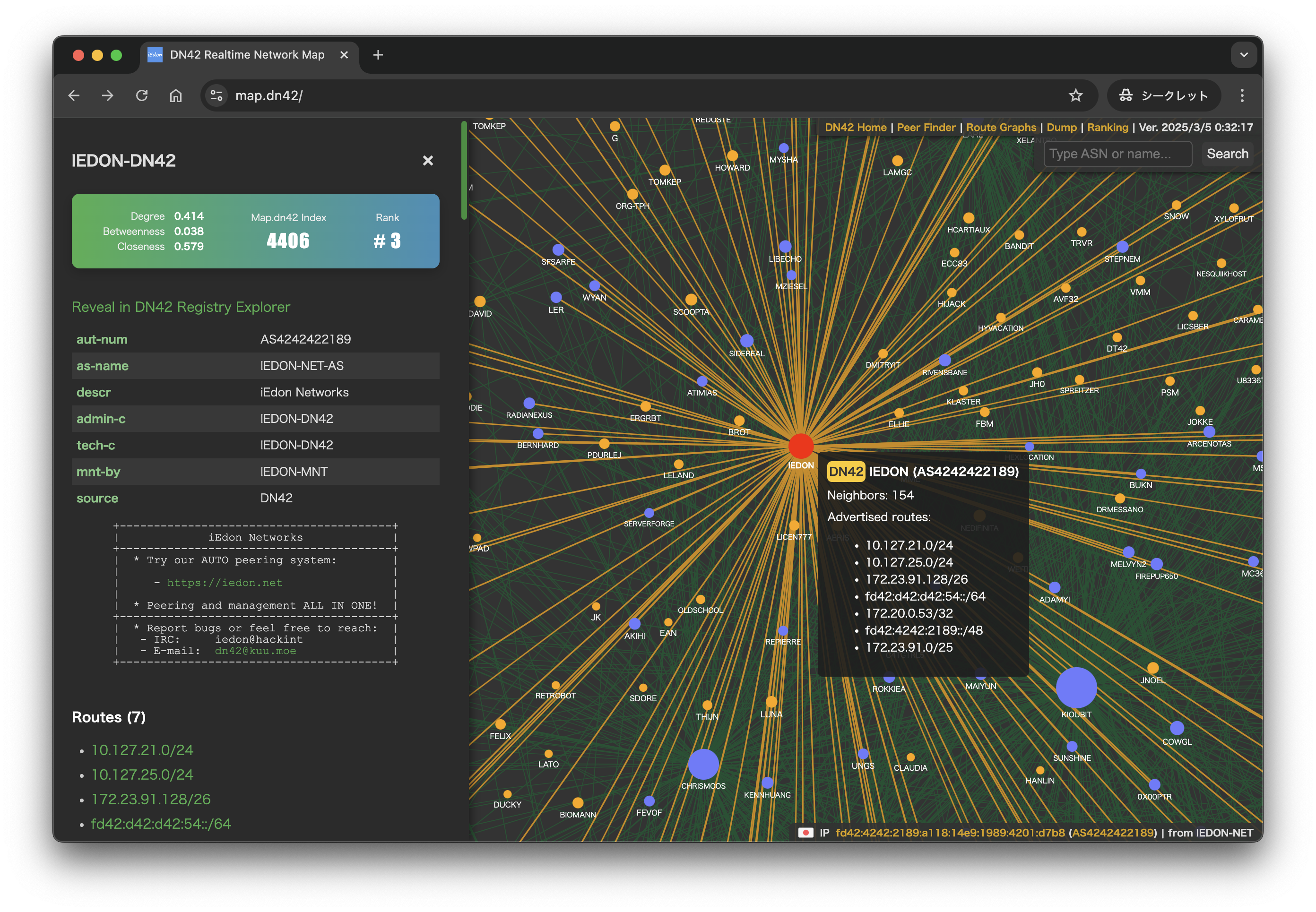 DN42 Realtime Network Map